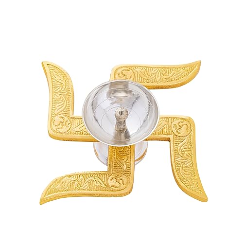 Image of Brass Swastik Diya for Puja | Pack of 5 | Diwali Pooja Decoration | Akhand Diya | Corporate and Wedding Gift