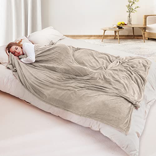 Duoduo Heated Blanket 62X84'' Twin Size With 4 Heating Levels 10 Hours Auto-Off Electric Throw In Cozy Plush Fabric Reversible For Home Bedding Couch-Beige #TOP4