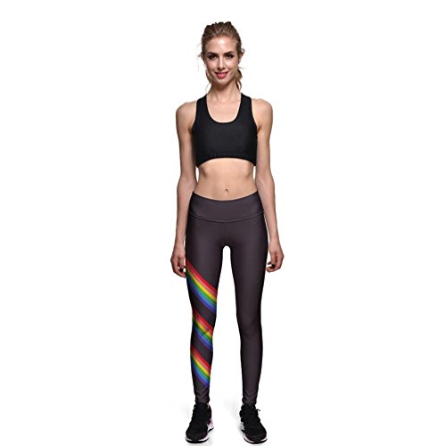 Fanii Quare Women's High Waist Ankle Leggings Digital Print Skinny Active Yoga Pants Rainbow Xl #TOP3