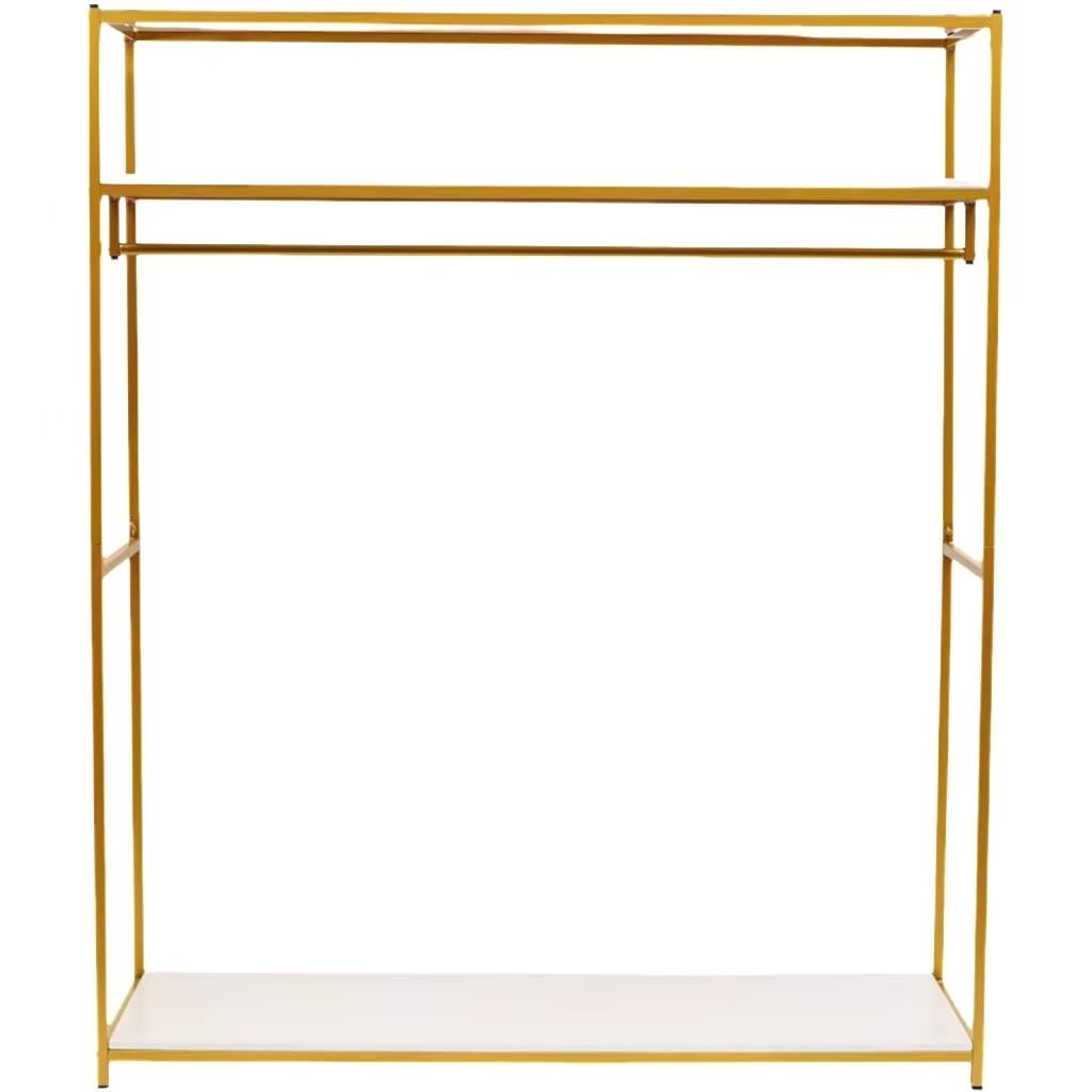Carril para guardarropa, expositor para vestidos de novia, perchero independiente, con estante profesional, perchero con ruedas, color dorado