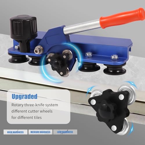 71" Professional Large Format Manual Tile Cutter with Built-in Suction Cups & Tile Pliers, 3 Push Knives – Cuts Porcelain, Ceramic & Stone Tiles up to 4.7" Thick (Blue） by YANGYANGDA - Image 4