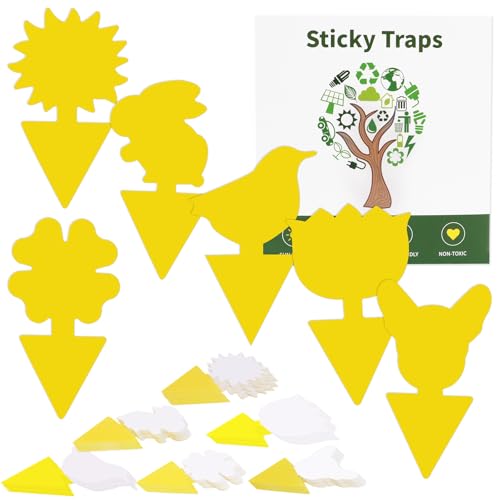 60 Stück Trauermücken Bekämpfen,Gelbsticker Trauermücken,Gelbtafeln Klebefallen Gegen Trauermücken für die Zimmerpflanzen,Fliegenfalle Blumentopf,Sicher,Geruchlos,für den Innen-Außenbereich