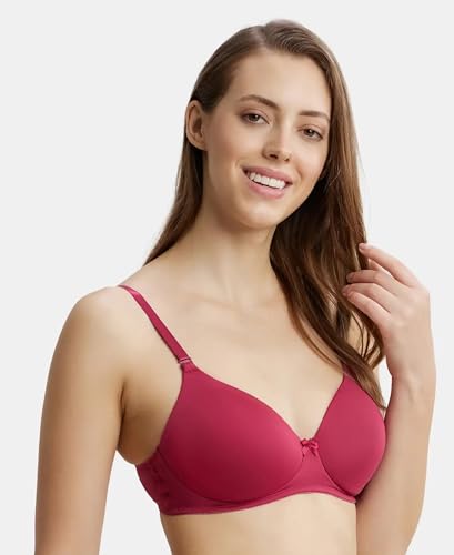 Image of Jockey 1819 Women's Wirefree Padded Microfiber Nylon Elastane Stretch Full Coverage Multiway Styling T-Shirt Bra with Magic Under Cup