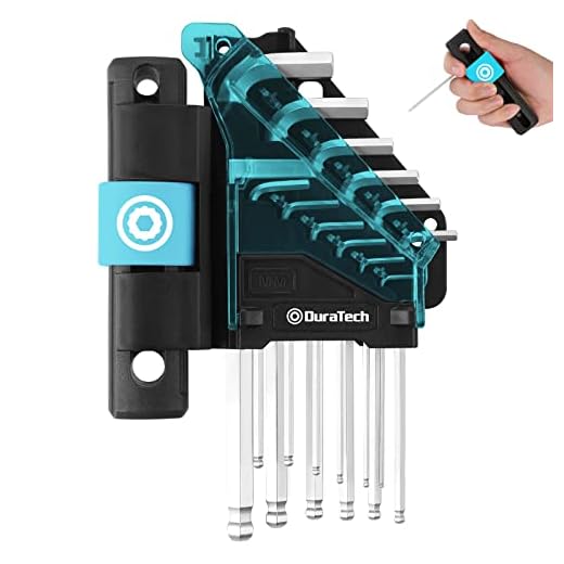 DURATECH Allen Wrenches Set, T handle Hex Key Set, 12 Pieces Long Arm Ball End Hex Wrench Set, S2 Steel, Metric (1.5-10mm)