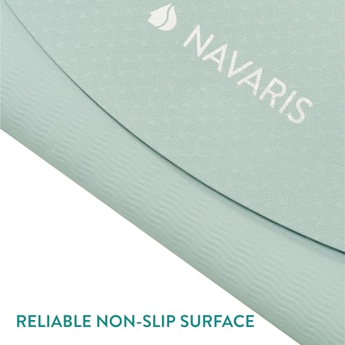 Navaris Esterilla de Yoga Redonda - Alfombrilla Antideslizante de Meditación, Ejercicio, Deporte - Colchoneta 120 cm de Diámetro - imagen 4