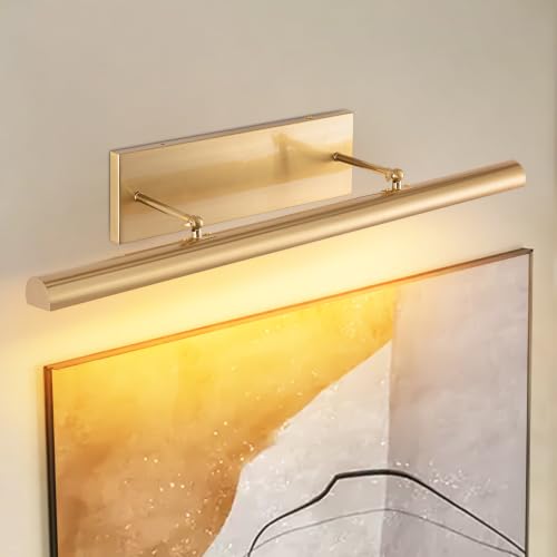 Image of BELS Picture Lights for Wall Hardwired, 30 Inch Gold Wall Lights for Pictures, Dimmable, 270 Adjustable Swing Arm, Hardwired Wall Light for Artwork Poster Portrait Library Display