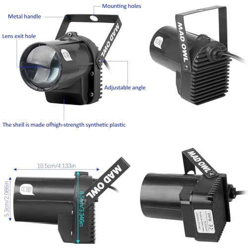 Projecteur de boule à facettes 3W blanc avec moteur pour soirée disco - 3