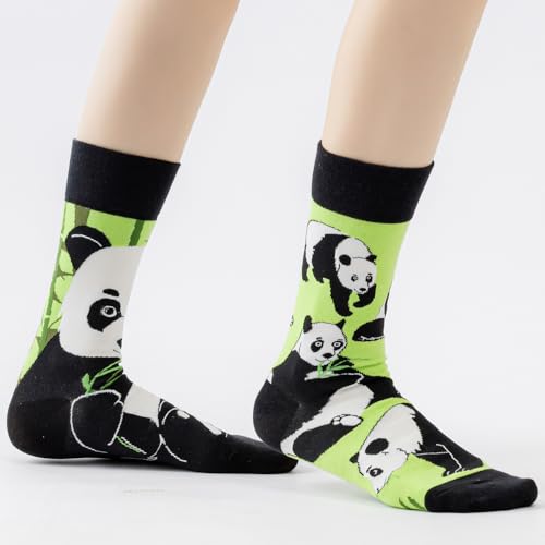 Image of 2 Pairs Cartoon Animal Crew Socks Fun Cotton Mid Calf Socks for Women