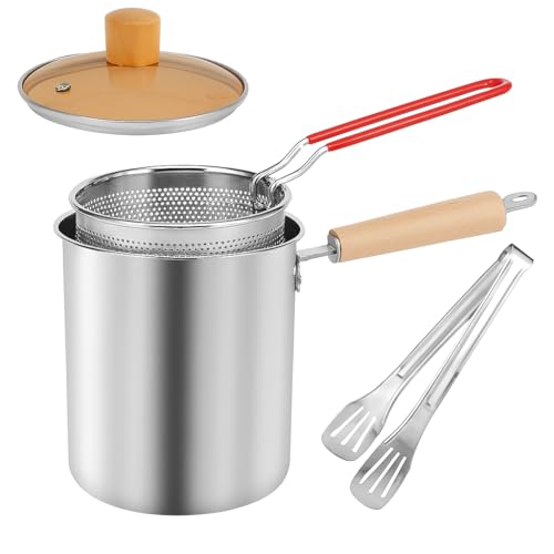 Stainless Steel Oil Strainer Pot With Fry Basket,Small Deep 