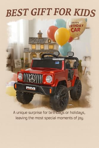 Image of Toyify Battery Jeep for Kids 1-6 Yrs | Driving Electric Car Toy Ride on 4x4 Motors | Loading Capacity of 50 Kg | Bluetooth Music Player | Battery Car - Remote Control Manual Steering Drive (Red)