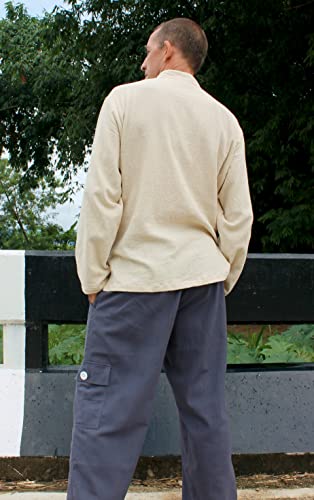 Image of RaanPahMuang Thick Muang Cotton Chinese Jacket Shirt Mandarin Frog Button Front