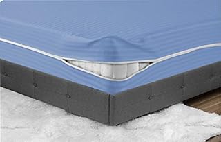 Anti-dust mite and Breathable White Strip Hotel Quality Zipped Mattress Cover for Hotels and Hospitals King Size 153x200cm