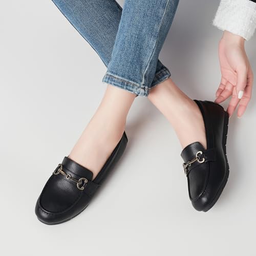 Women's Loafers Comfortable Dressy Slip on Flats Penny Loafers for Women Office Work Walking Shoes with Buckles2