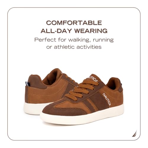 Nautica Boys Girls Casual Fashion Shoes – Comfortable Soccer Classic Walking Tennis Sneakers for Kids – Breathable, Lightweight & Flexible (Lace Up/Bungee) (Low-Top/High Top)2