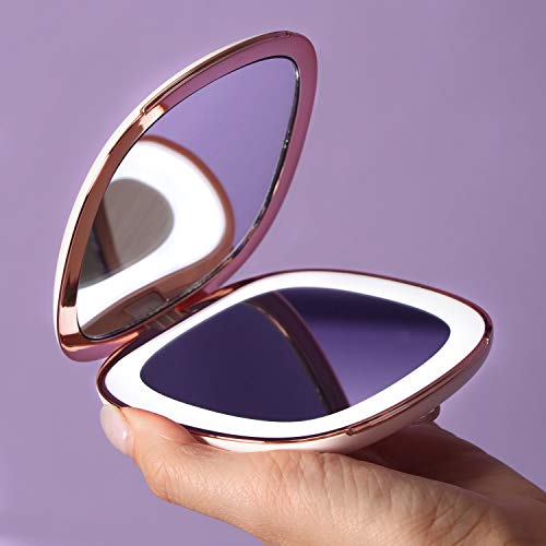 Fancii Compact Makeup Mirror with Natural LED Lights, 1x/ 10x
