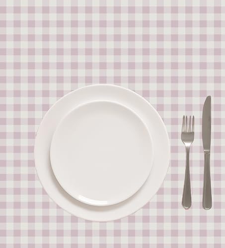 Image of Casableu Gingham Checks Pink Table Cloth for 6 Seater Dining Table | 52x72 Inch Rectangular Table Cover | Dust-Proof, Washable Fabric | Decorative Checkered Dining Table Cover for Home