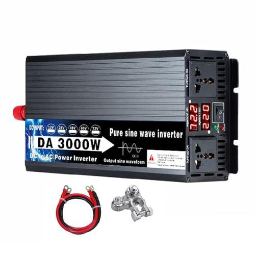 HENGJINGTR 72V����110V�A3000W�������g�C���o�[�^�[ �ԗp�d���C���o�[�^�[ DC 12V/24V/48V/60V/72V����AC 110V/220V�� LCD�f�B�X�v���C�t���\�[���[�p���[�C���o�[�^�[ �d���R���o�[�^�[,60v to 2