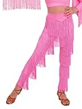 Sinleey Mädchen Tanzhose Latein Mit Spitzen Strass Tanzhose Salon Tanz Rumba Samba Cha Cha Rosa 134-140