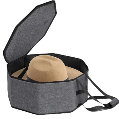 Hat Storage Box for Women & Men, Cowboy Hat Box for Travel, Hat Bag Hat Case with Handles, Hat Box for Women Storage and Large Cap Bag for Men Carry (Black)