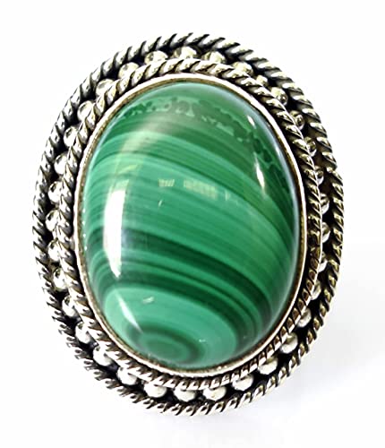 Bague Malachite Verte en Argent 925, le cadeau unique idéal pour lui ou elle