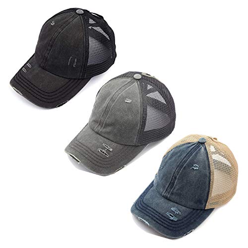 Image of Funky Junque Womens Baseball Cap Dad Hat Ponytail Messy Bun Trucker Ponycap