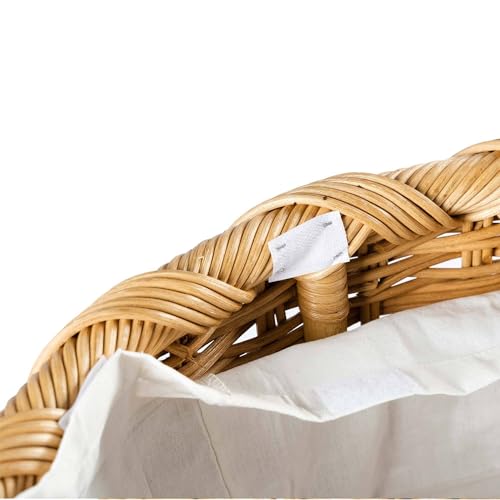 Image of wicker Round Laundry Basket with Lid| laundry basket with lid | storage basket Laundry Hampers(17 inchL x x 25 inchH) (Beige) (Beige)