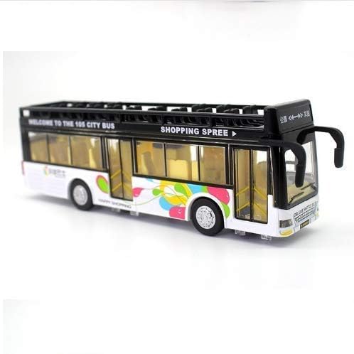 Image of Metal Pull Back Diecast Car 1:32 Open City Bus Model Pull Back Car Model with Sound Light Boys Gifts Toys for Kids【Pack of 1】