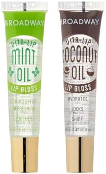 Ruby Kisses Broadway Vita-Lip Clear Lip Gloss (2 Pack Mint & Coconut Oil), Ultra-Hydrating & Soothing Formula with Vitamin Oils, High-Shine Non-Sticky Finish, Healing Lip Balm for Healthy Lips