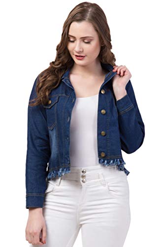 Image of FUNDAY FASHION Womens Denim Standard Length Full Sleeve Solid Jacket