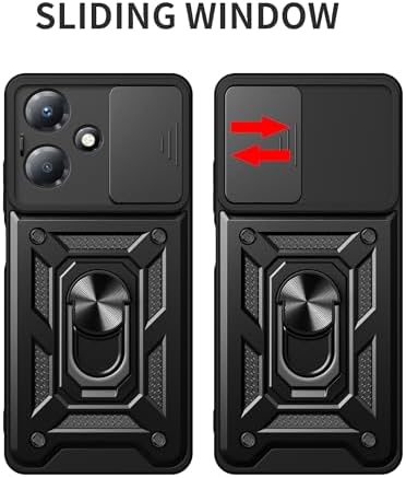 MMlife for Tecno Camon 20 Pro 5G Case with Camera Cover and Stand Kickstand Ring with Tempered Glass Screen Protector [2 pieces],Military Grade Shockproof Protective Cover, Red