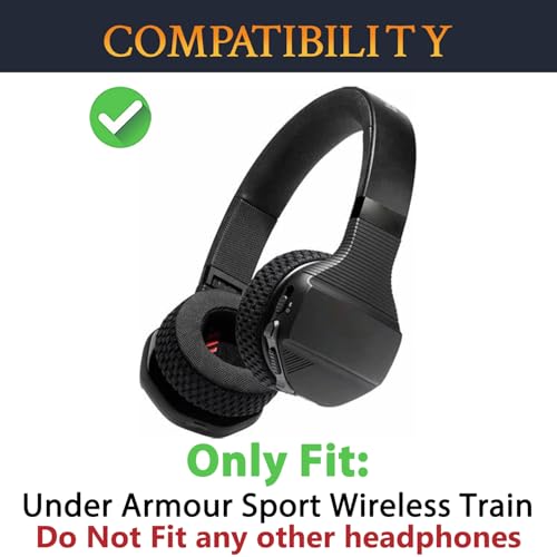 Image of SOULWIT Replacement Earpads for JBL Under Armour Sport Wireless Train On-Ear Headphones, Ear Pads Cushions with Soft Protein Leather and High-Density Memory Foam - Black