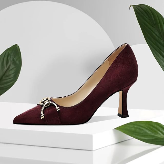 Image of Women's Closed Toe High Heels Dress Pointed Toe Wedding Pump Shoes Prom Bridal Work Office Pumps for Women