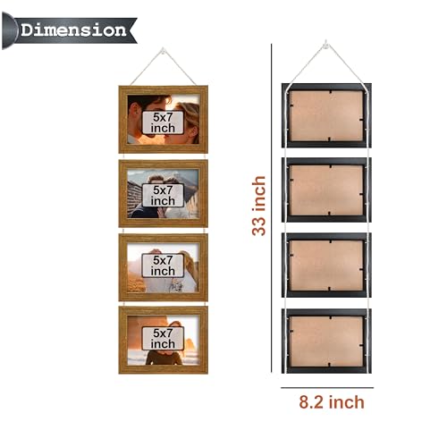 Image of Art Street Sythentic Wood Wall Mount Rectangular Photo Frame (5 x 7 inch, Gold)