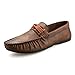 Produktbild QLANG Casual loafer für männer runde moc toe gegenüberknoten nähen massiv farbe synthetische leder flexible gummi sohle flach glut auf mokassins schwarz, braun, blau ( Color : Brown , Size : 39 EU )