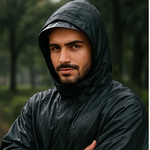 Image of Unox Rain Coat for Men waterproof, Unisex Raincoat for Women waterproof with Pant Set suitable for Men, Women, Boys & Girls Adjustable Top and Bottom Rain Coat