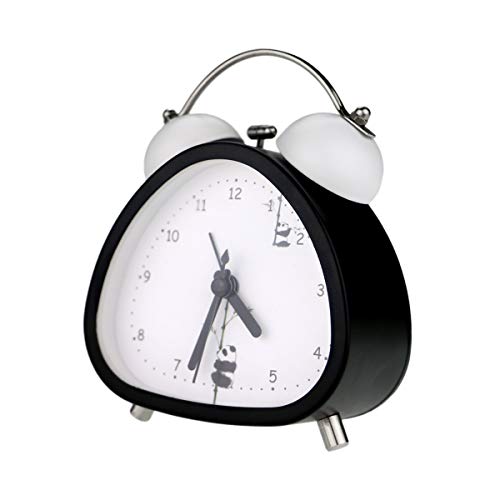 PILIFE 3â€ Small Triangle Analog Twin Bell Alarm Clock for Bedroom Teen, Cute Alarm Clock for Kids, with Backlight and Loud Alarm Clock for heavy sleepers , Battery Operated(Black)