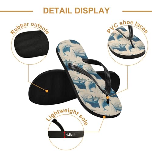 Flip Flop Sandals Fishes Blue Print for Women Men Beach Outdoor XS3