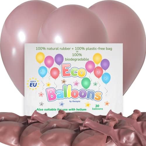 Large Biodegradable Party Balloons Pack of 30 Suitable for Helium - 12" multi-coloured Rainbow Balloons - Eco-friendly Balloons Made of 100% Natural Rubber and Packed in Biodegradable Packaging