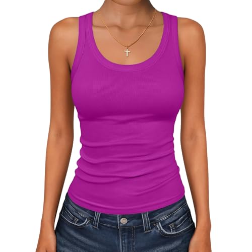 Camisetas Verano Mujer Blusa Mujer Manga Corta Blusas Talla Grande Chaleco Casual Sólido Cuello Redondo Sin Mangas Camiseta Interior Verano Liso Tank Plisado Boho Top Elegante Tank Top Camiseta Anime