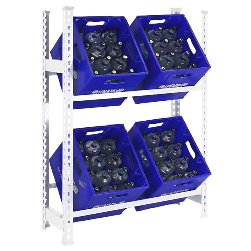 Simonrack Getränkekistenregal, 2 Kästen, Flaschenregal, Getränkekistenhalter, Kistenregal, Blau - Simonbottle
