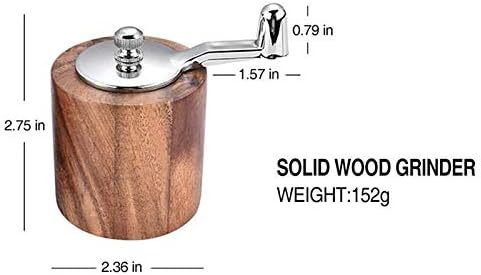 Hacbop Salt and Pepper Mill, Hand Crank Wood Pepper Grinder Salt Shaker with Handle and Adjustable Ceramic Rotor, Brown - Image 4