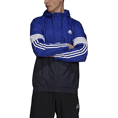 Adidas Mens Essentials Colorblock Windbreaker Casual, Bold Blue-White, Medium #TOP10
