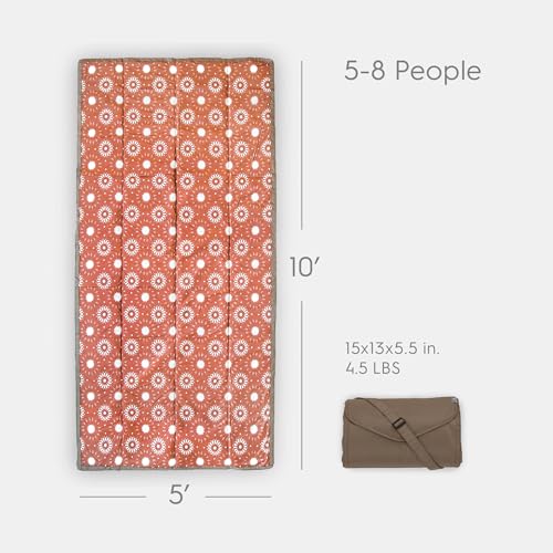 Image of Little Unicorn 5'x10' XL Outdoor Family Picnic & Beach Blanket | Durable & Water-Resistant Fabric | Compact Fold & Easily Wipes Clean | Zipper Pocket (Sun Baked)