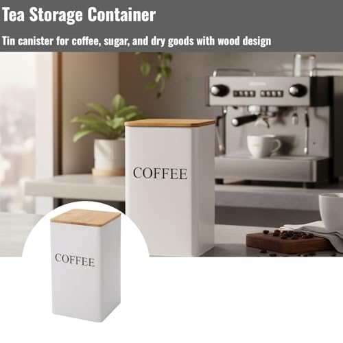 Contenedor metálico sellado para té y café con tapa de madera miniatura 3