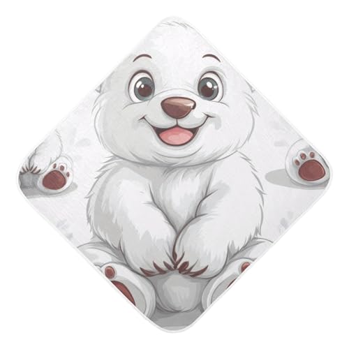 PaChyLuu Cute Polar Bear Baby Hooded Towel Soft Cotton Baby Towels Ultra Absorbent Bath Towel for Babies Boys Girls, 35x35 Inch