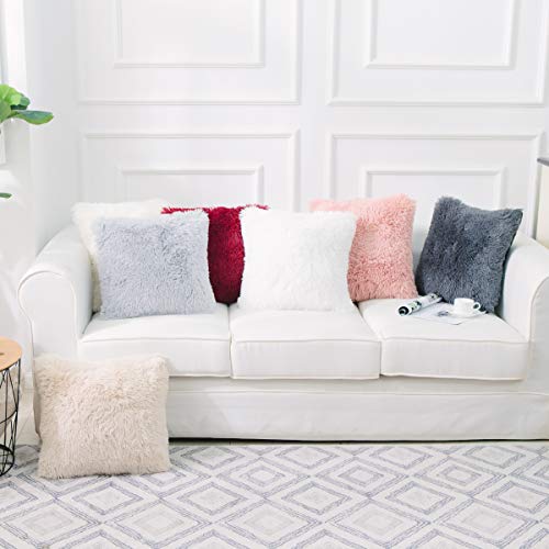 Image of Faux Fur Throw Pillow Covers for Couch Decorative Pillows 20x20 Inch