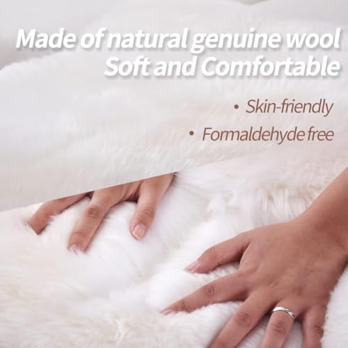 Premium Genuine Fur Sheepskin Rug Real Australia Sheepskin Natural Luxury Fluffy Lambskin Fur Area Rug Seat Covers for Kids Bedroom Sofa Chair Cover … (Mocha, 4ft x 6ft)
