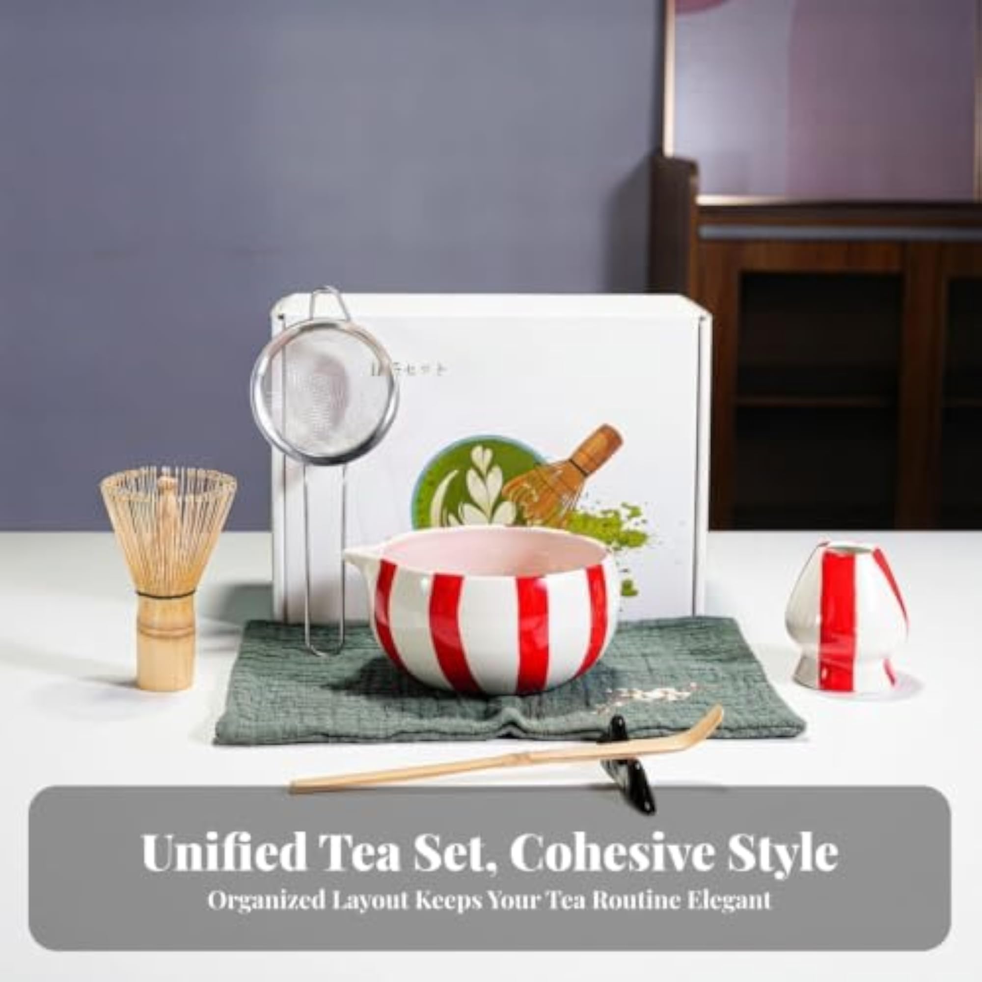 Handmade Ceramic 7-Piece Matcha Set with Whisk, Gift for Tea Lovers