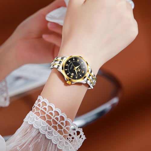 Image of OLEVS Luxury Diamond Small Female Watches - Stainless Steel Bracelet, Waterproof Business Dress Analog Luminous Date Ladies Watches