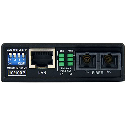 Image of StarTech 2km Fiber Media Converter, 10 /100Mbps Ethernet, PoE (MCM110SC2P)